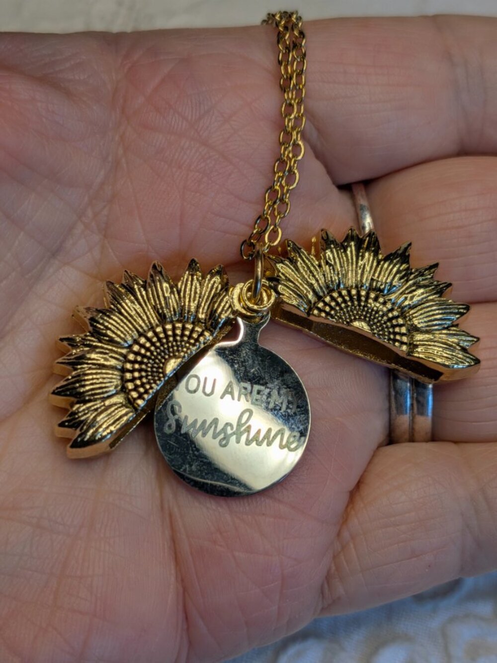 Gold Sunflower “You Are My Sunshine” Necklace